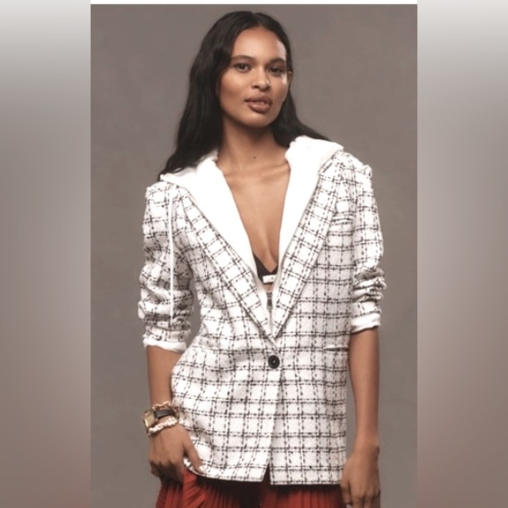 NWT Maeve Hooded Dickie Tweed Blazer